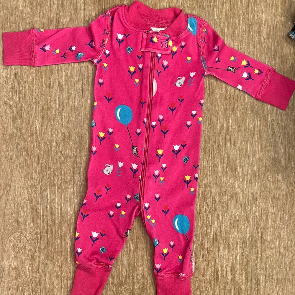 Newborn girls, pink Hannah Anderson, zip up sleeper/pajama